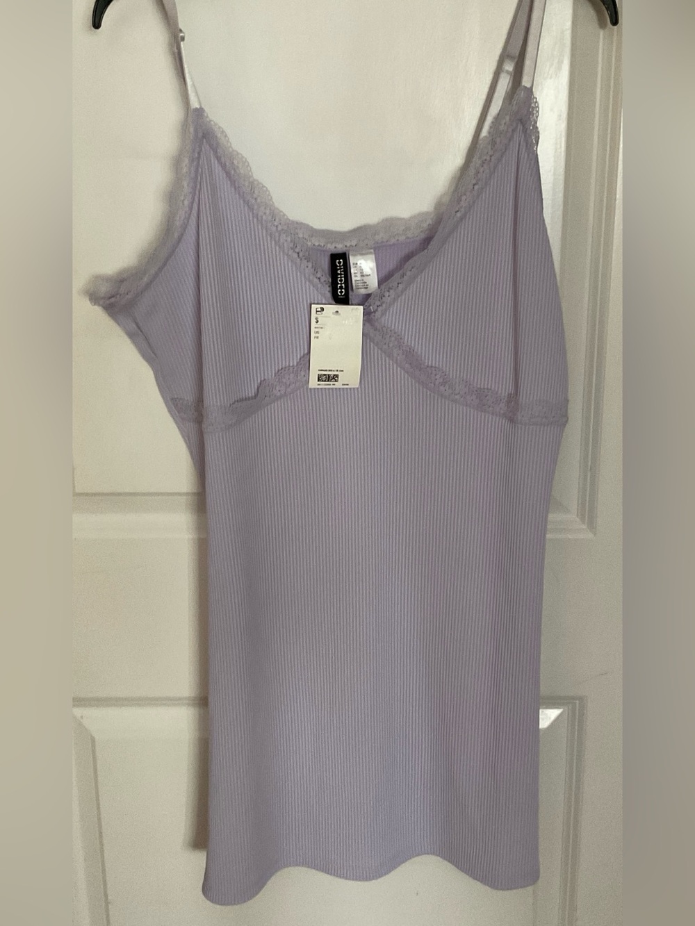 NWT H&M Lavender Ribbed Lace-Trim Slip Dress